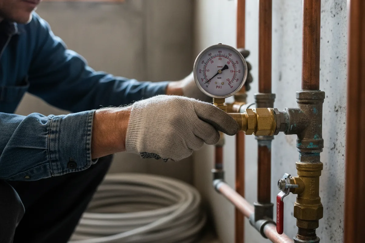 Pressure testing a repaired line during Water Line Repair in Mendon